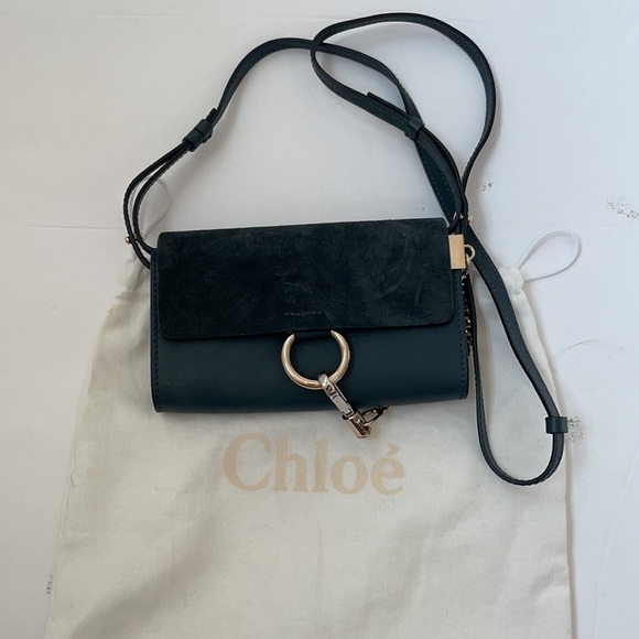 Chloé Mini Faye suede leather crossbody bag cloudy blue - Picture 9 of 9
